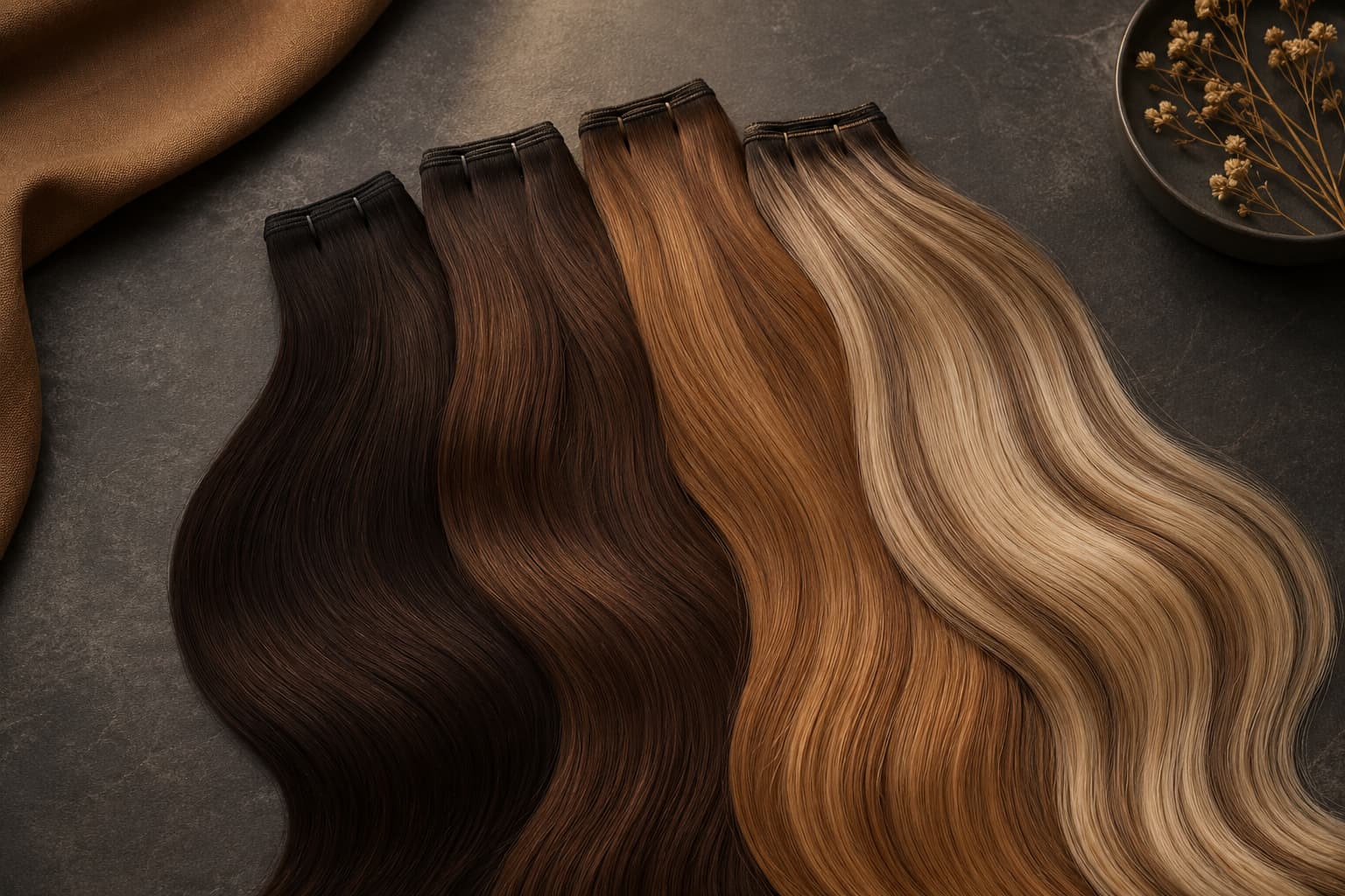 Mechas de extensiones en cuatro tonos